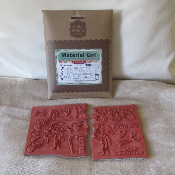 Unity Cosmo Cricket "Material Girl" Red Rubber 16 Stamp Set Sewing Theme - Picture 2 of 14